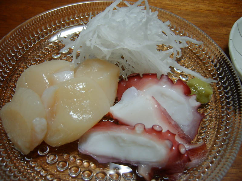 ホタテのフライとお造り