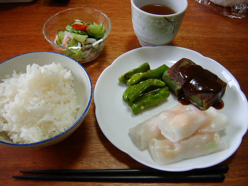 エビ春巻きと生麩の田楽