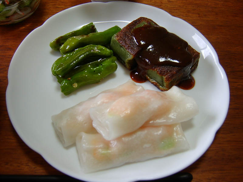 エビ春巻きと生麩の田楽