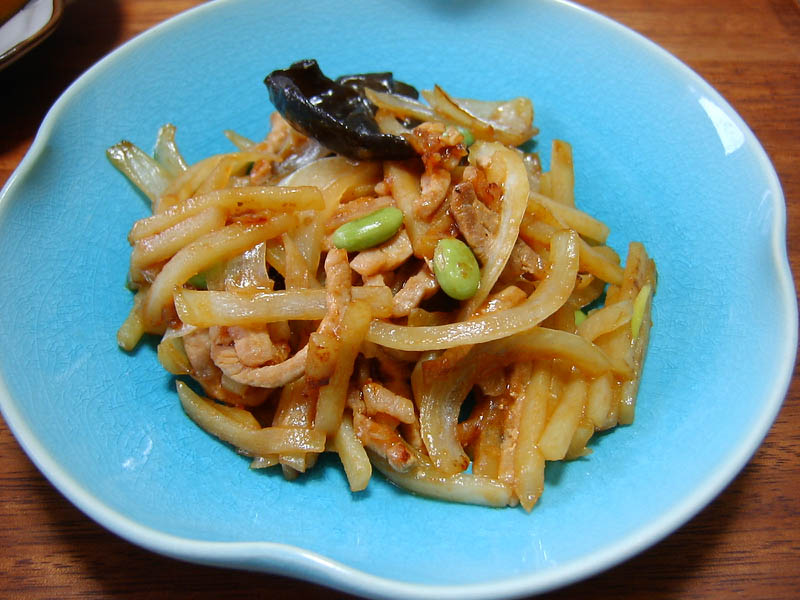 シャキシャキじゃが芋と豚肉の中華炒め