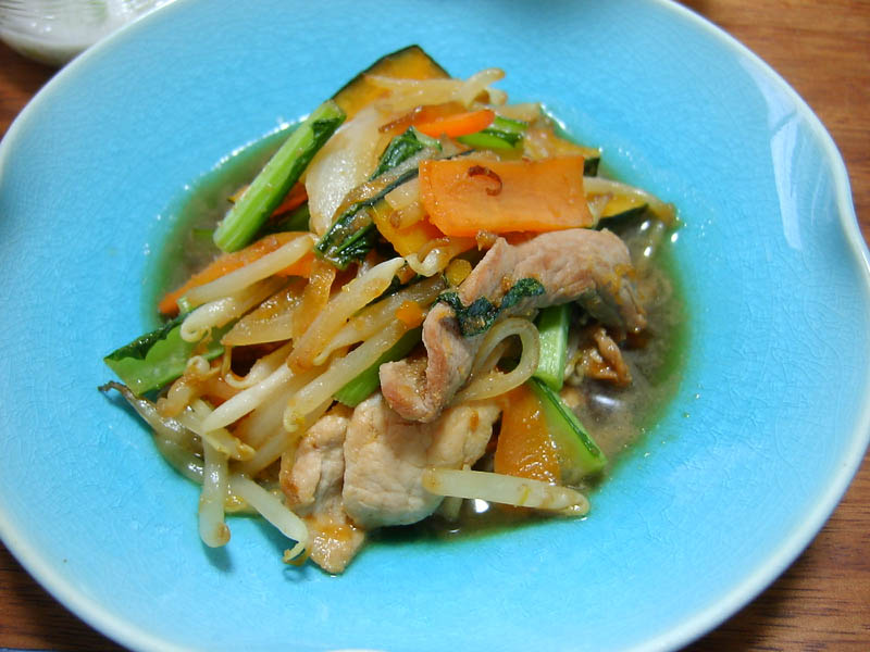 5種野菜と豚肉のにんにく醤油炒め