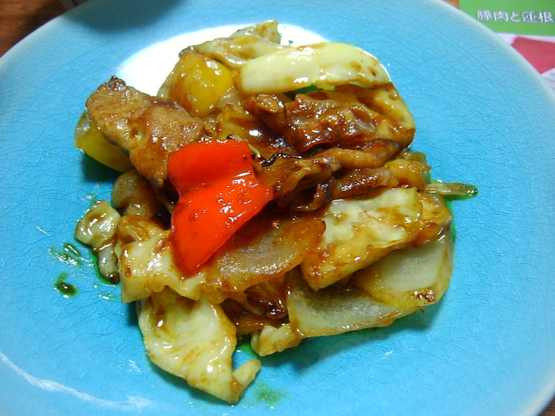 豚肉と蓮根の甘辛カレー炒め