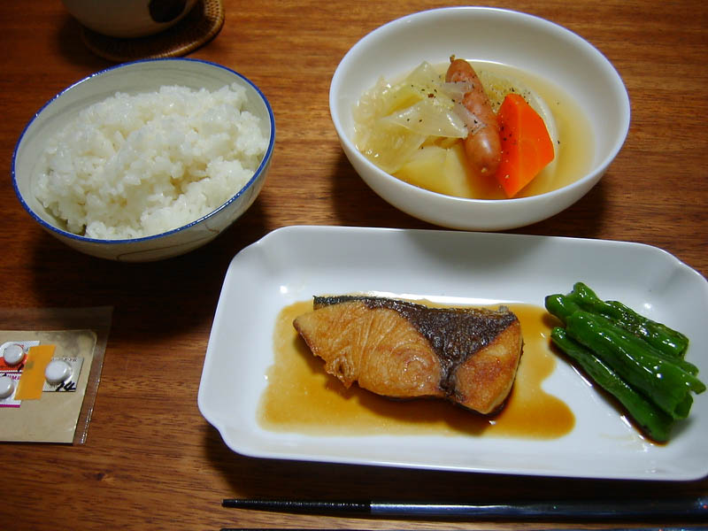 ブリの照り焼きとポトフ