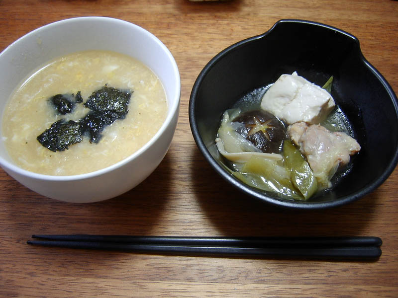 雑炊とサンドイッチ