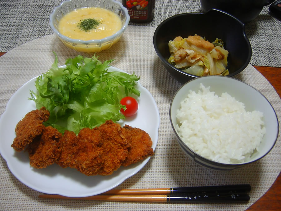 長芋のとろろと白菜と油気の煮浸し