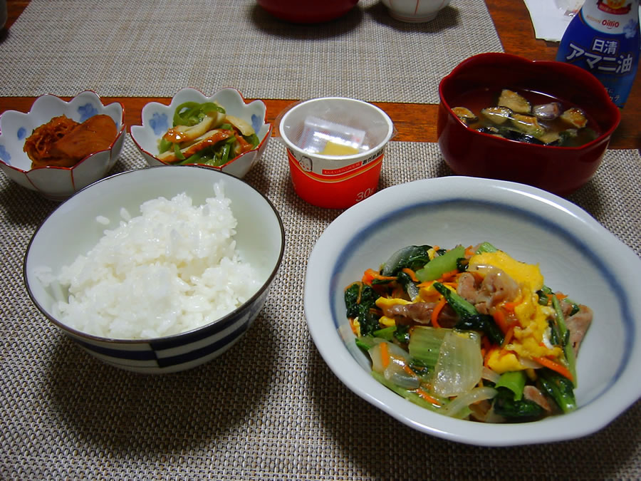 大和まなと豚肉の中華炒め