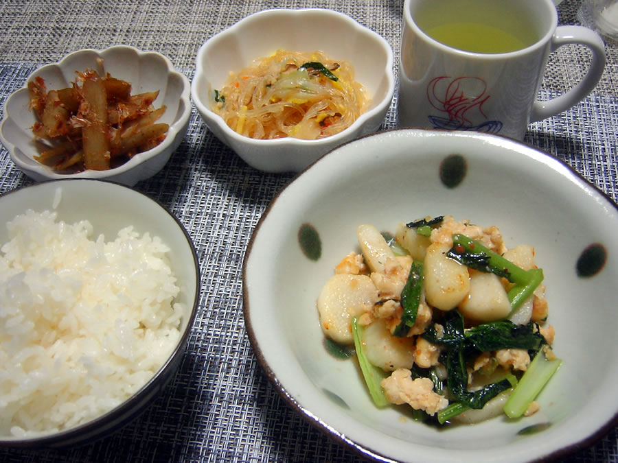 長いもと鶏肉の梅だれ炒め