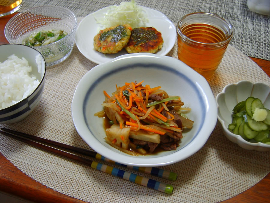 5種の野菜と牛肉のきんぴら