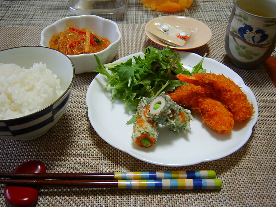 エビフライとチクワの磯辺揚げ