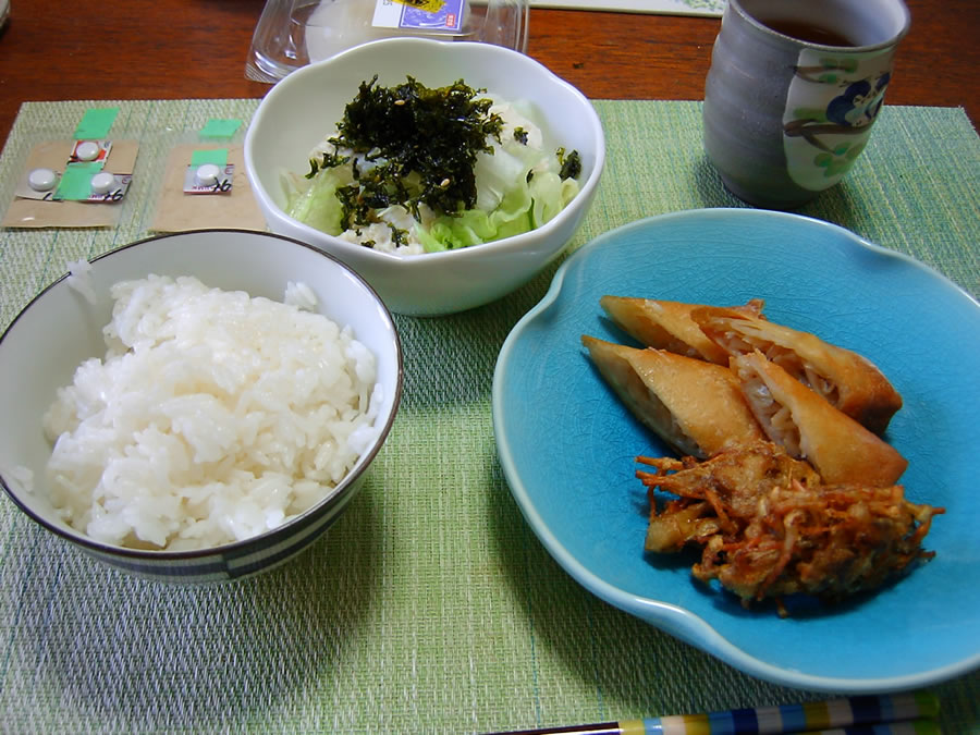 春巻きとキノコの天ぷら