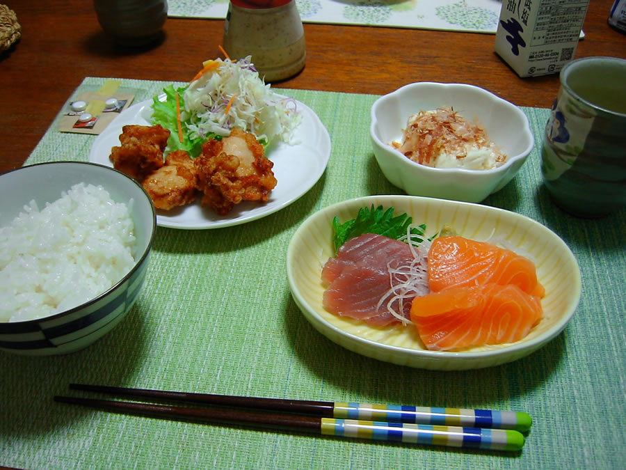 鶏の唐揚げとお造り