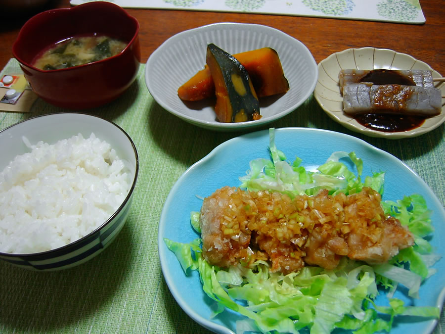 ねぎ甘酢だれの油淋鶏