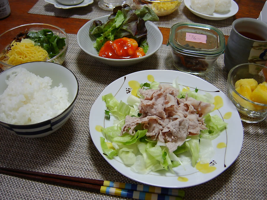 豚冷しゃぶとエビチリと冷やしそうめん