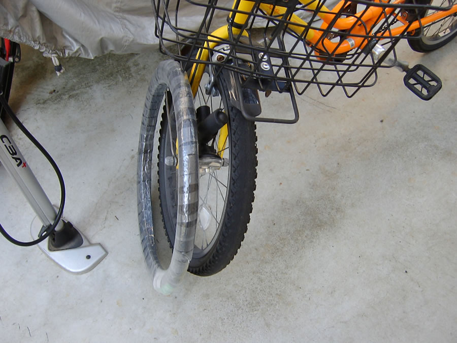 自転車の前輪のタイヤ交換