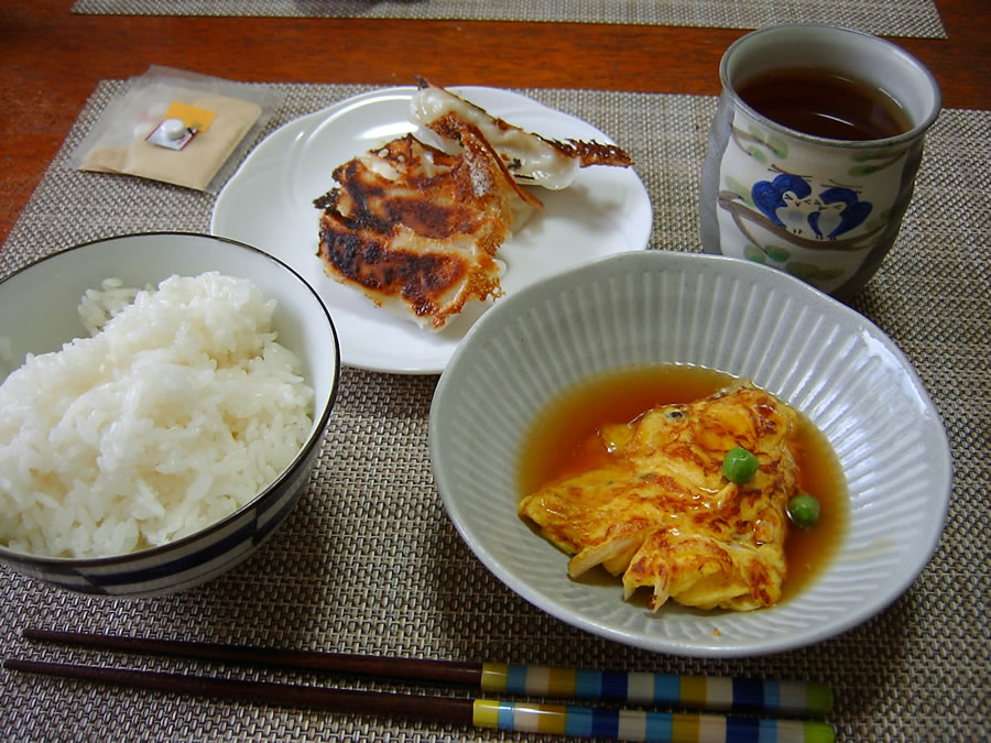 カニ玉と餃子