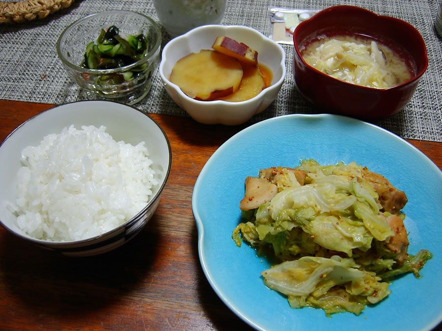 春キャベツと鶏肉のバターマスタードソテー