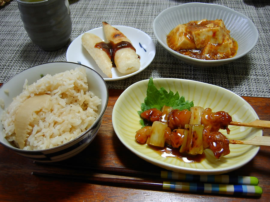 焼き鳥ときりたんぽと麻婆豆腐