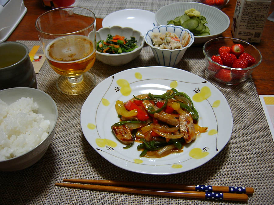 豚ヒレとカラフル野菜の甘酢炒め