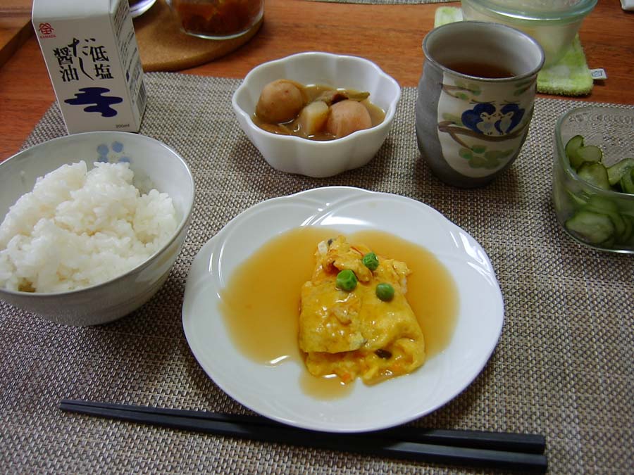 かに玉と芋煮