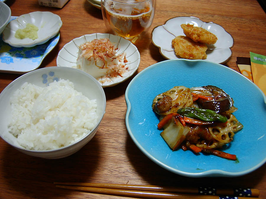 豚肉と野菜の柚子七味炒め