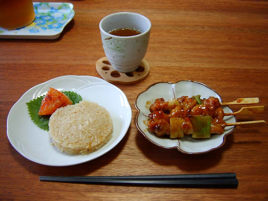 明太子おにぎりと焼き鳥